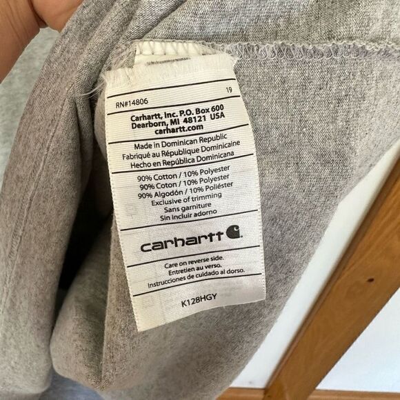 Carhartt Men’s Light Grey 1/4 Button Up Chest Pocket Long Sleeve Henley - Picture 8 of 8